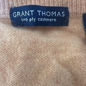 Grant Thomas V-neck Two Ply Cashmere Orange Men’s Sweater Size XL